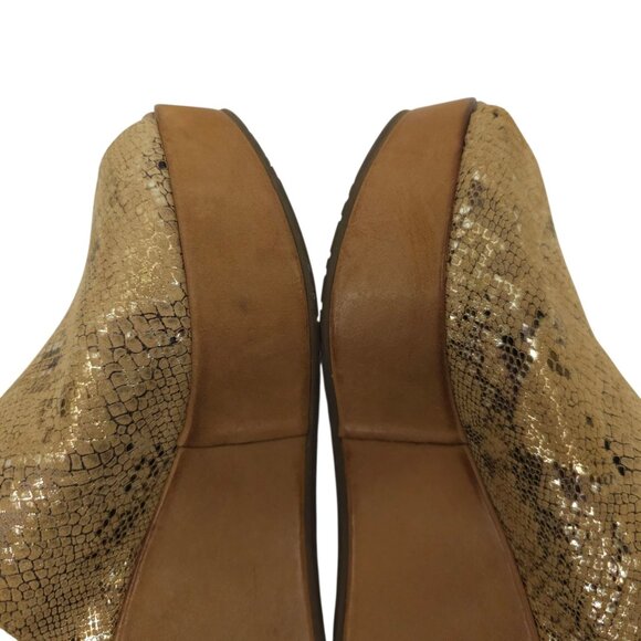 Chocolat Blu Yiona Peep Toe Wedge Sandal Womens 6 Gold Snakeskin Print Platform - Picture 13 of 16